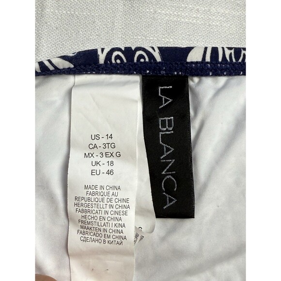 La Blanca Mandala Dream Side Shirred Hipster Swim Bottom In Indigo Sz 14 New - Picture 4 of 8